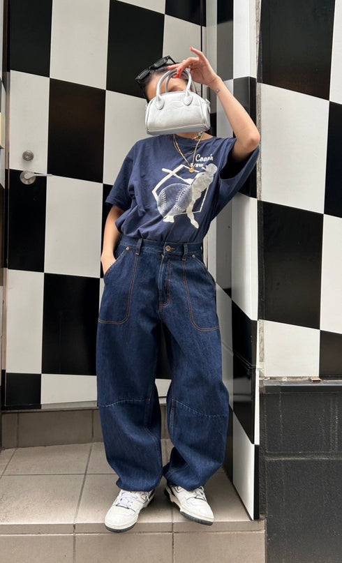 刺繍カーブデニム